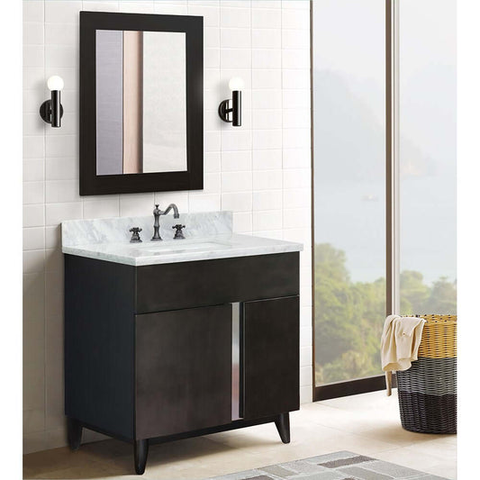 31" Single vanity in Silvery Brown finish with White Carrara top and rectangle sink - 400200-SB-WMR