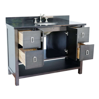 49" Single vanity in Silvery Brown finish with Black Galaxy top and oval sink - 400300-SB-BGO