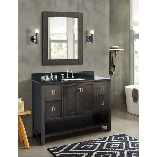 49" Single vanity in Silvery Brown finish with Black Galaxy top and rectangle sink - 400300-SB-BGR