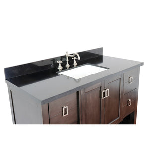 49" Single vanity in Silvery Brown finish with Black Galaxy top and rectangle sink - 400300-SB-BGR