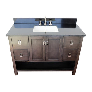 49" Single vanity in Silvery Brown finish with Black Galaxy top and rectangle sink - 400300-SB-BGR