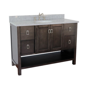 49" Single vanity in Silvery Brown finish with Gray granite top and oval sink - 400300-SB-GYO