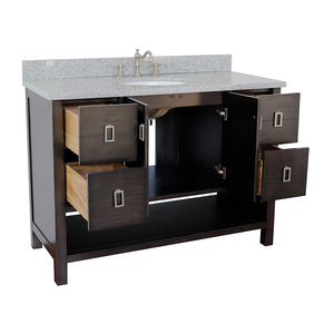 49" Single vanity in Silvery Brown finish with Gray granite top and oval sink - 400300-SB-GYO