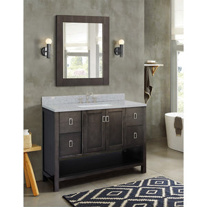 49" Single vanity in Silvery Brown finish with Gray granite top and rectangle sink - 400300-SB-GYR
