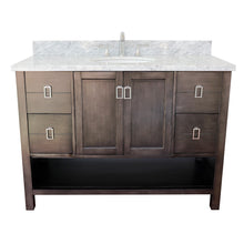 Load image into Gallery viewer, 49&quot; Single vanity in Silvery Brown finish with White Carrara top and oval sink - 400300-SB-WMO