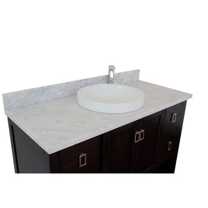 49" Single vanity in Silvery Brown finish with White Carrara top and round sink - 400300-SB-WMRD