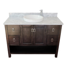 Load image into Gallery viewer, 49&quot; Single vanity in Silvery Brown finish with White Carrara top and round sink - 400300-SB-WMRD