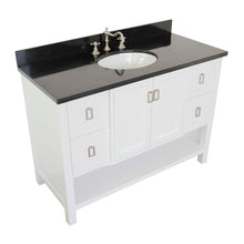 Load image into Gallery viewer, 49&quot; Single vanity in White finish with Black Galaxy top and oval sink - 400300-WH-BGO