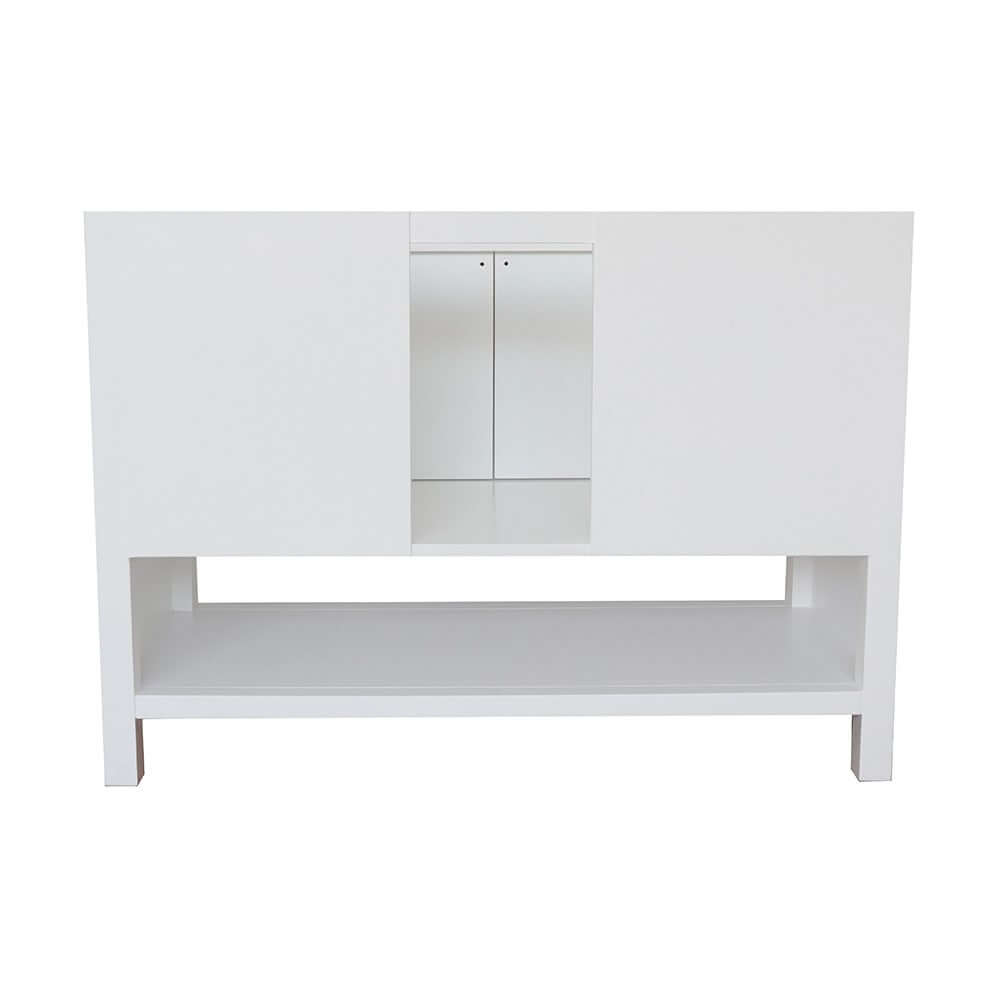 49" Single vanity in White finish with Black Galaxy top and round sink - 400300-WH-BGRD