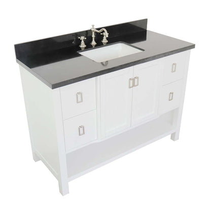 49" Single vanity in White finish with Black Galaxy top and rectangle sink - 400300-WH-BGR