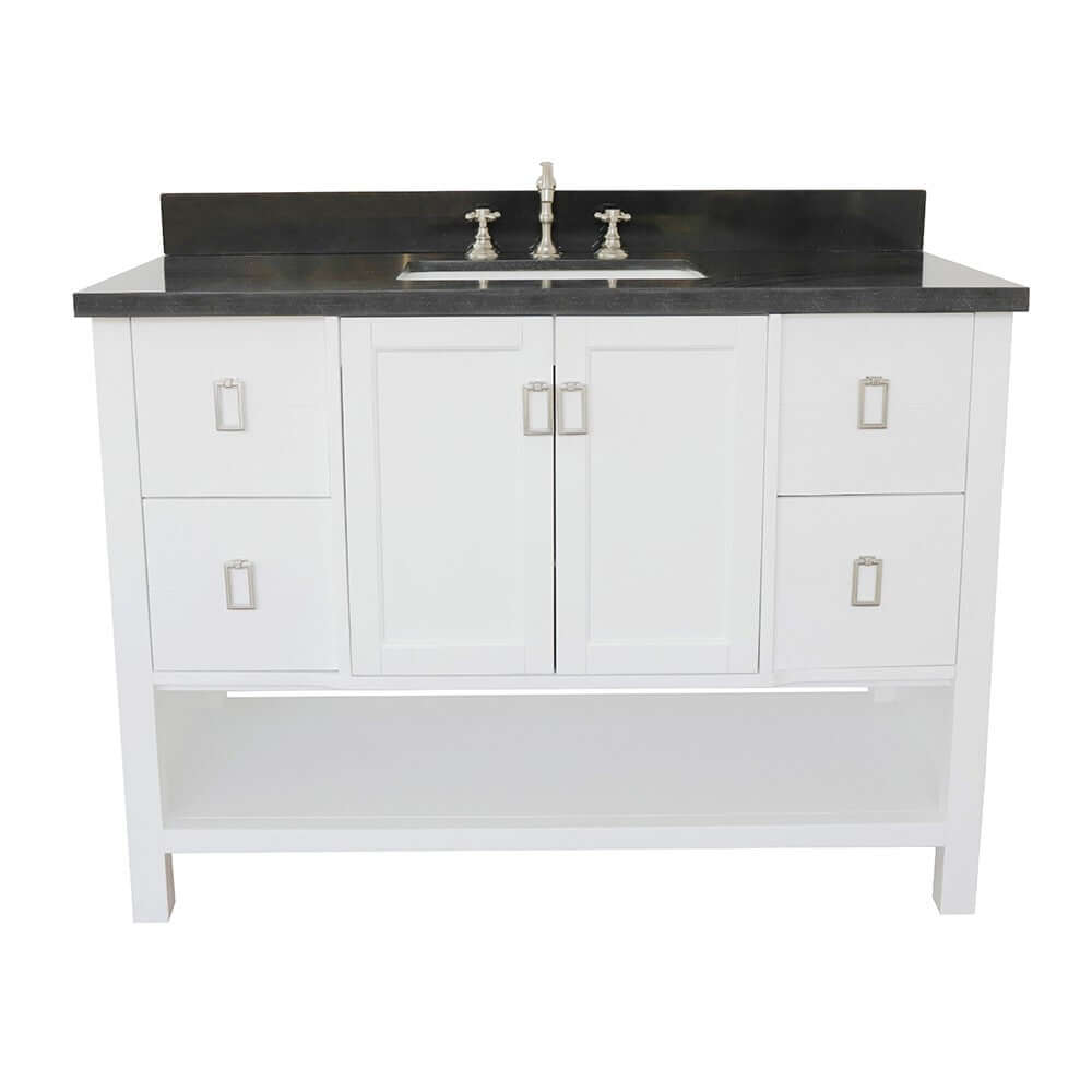 49" Single vanity in White finish with Black Galaxy top and rectangle sink - 400300-WH-BGR