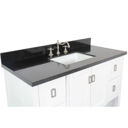 49" Single vanity in White finish with Black Galaxy top and rectangle sink - 400300-WH-BGR