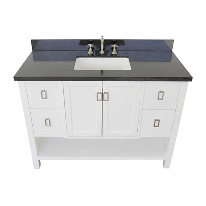 49" Single vanity in White finish with Black Galaxy top and rectangle sink - 400300-WH-BGR