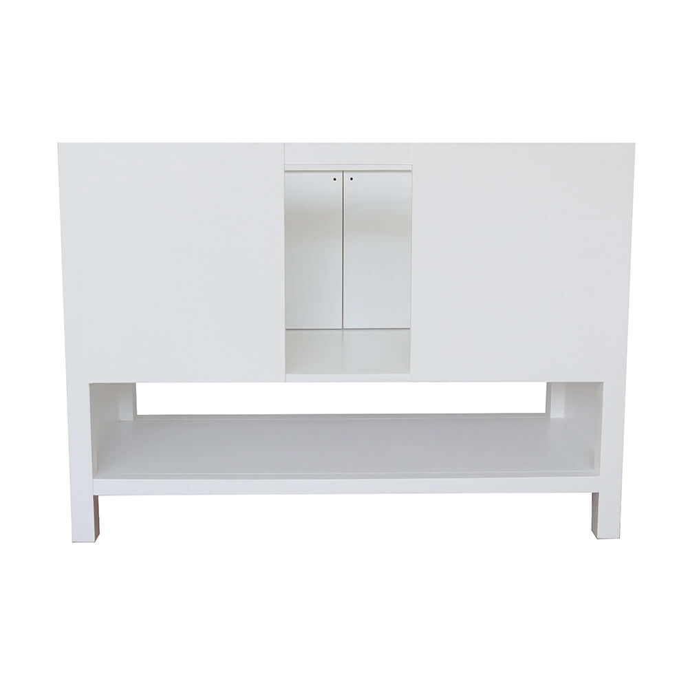 49" Single vanity in White finish with Gray granite top and round sink - 400300-WH-GYRD