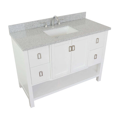 49" Single vanity in White finish with Gray granite top and rectangle sink - 400300-WH-GYR