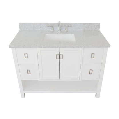 49" Single vanity in White finish with Gray granite top and rectangle sink - 400300-WH-GYR