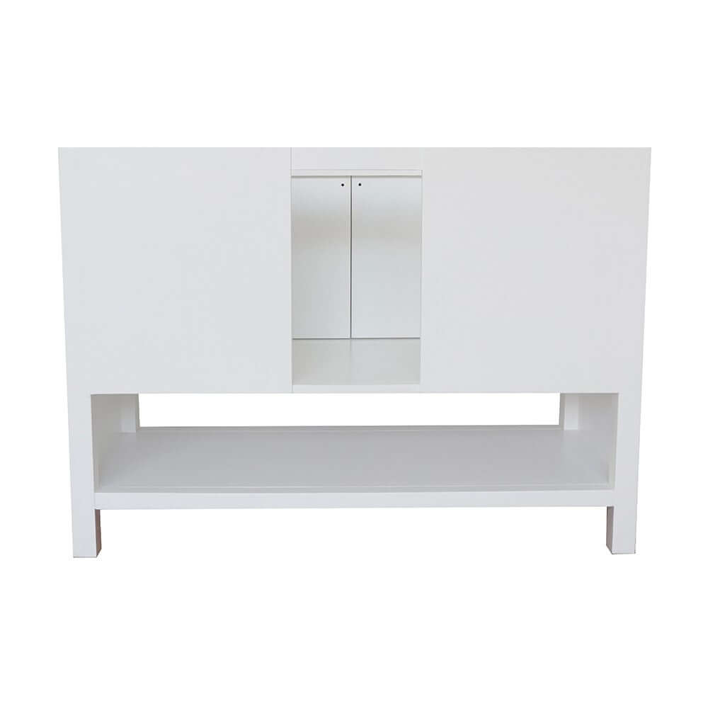 49" Single vanity in White finish with White Quartz top and oval sink - 400300-WH-WEO