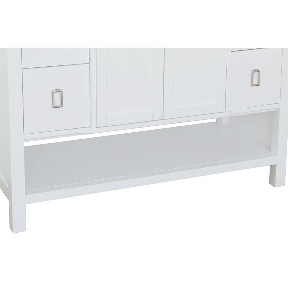 49" Single vanity in White finish with White Quartz top and round sink - 400300-WH-WERD