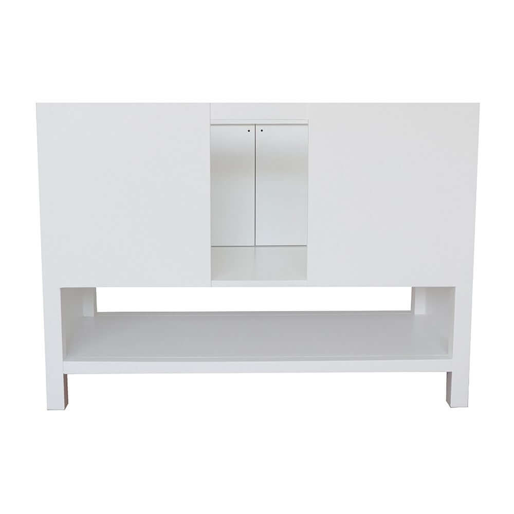 49" Single vanity in White finish with White Quartz top and round sink - 400300-WH-WERD