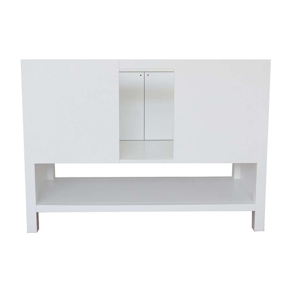 49" Single vanity in White finish with White Quartz top and rectangle sink - 400300-WH-WER