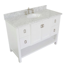 Load image into Gallery viewer, 49&quot; Single vanity in White finish with White Carrara top and oval sink - 400300-WH-WMO