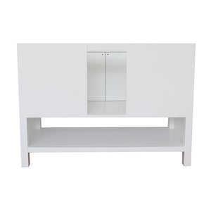 49" Single vanity in White finish with White Carrara top and oval sink - 400300-WH-WMO
