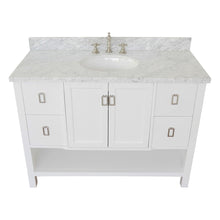 Load image into Gallery viewer, 49&quot; Single vanity in White finish with White Carrara top and oval sink - 400300-WH-WMO