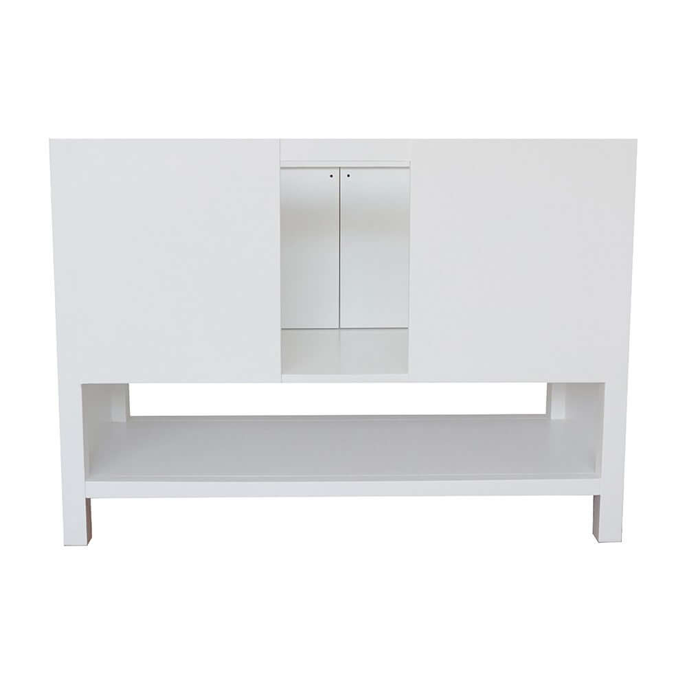 49" Single vanity in White finish with White Carrara top and round sink - 400300-WH-WMRD