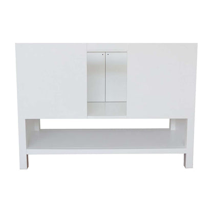 49" Single vanity in White finish with White Carrara top and round sink - 400300-WH-WMRD