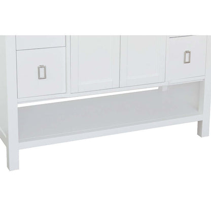 49" Single vanity in White finish with White Carrara top and rectangle sink - 400300-WH-WMR