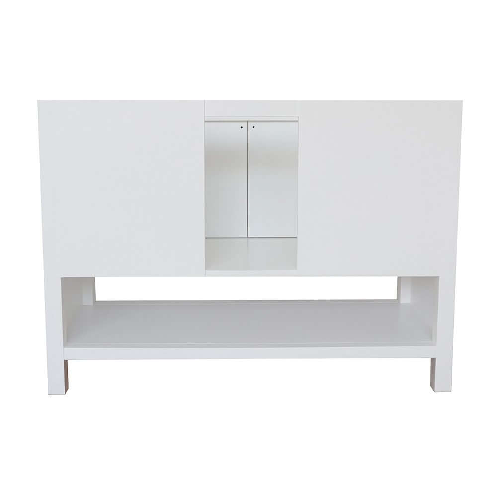 49" Single vanity in White finish with White Carrara top and rectangle sink - 400300-WH-WMR