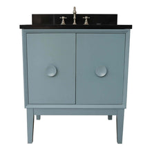 Load image into Gallery viewer, 31&quot; Single vanity in Aqua Blue finish with Black Galaxy top and oval sink - 400400-AB-BGO