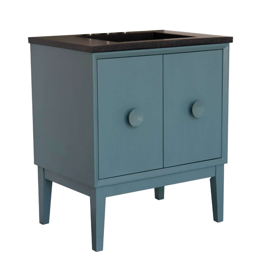 31" Single Vanity in Aqua Blue Finish with Black Concrete Top and Rectangle Sink - 400400-AB-CTBL