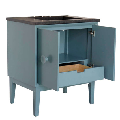 31" Single Vanity in Aqua Blue Finish with Black Concrete Top and Rectangle Sink - 400400-AB-CTBL