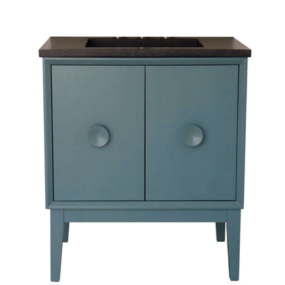 31" Single Vanity in Aqua Blue Finish with Black Concrete Top and Rectangle Sink - 400400-AB-CTBL