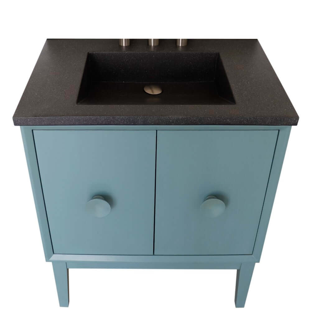 31" Single Vanity in Aqua Blue Finish with Black Concrete Top and Rectangle Sink - 400400-AB-CTBL