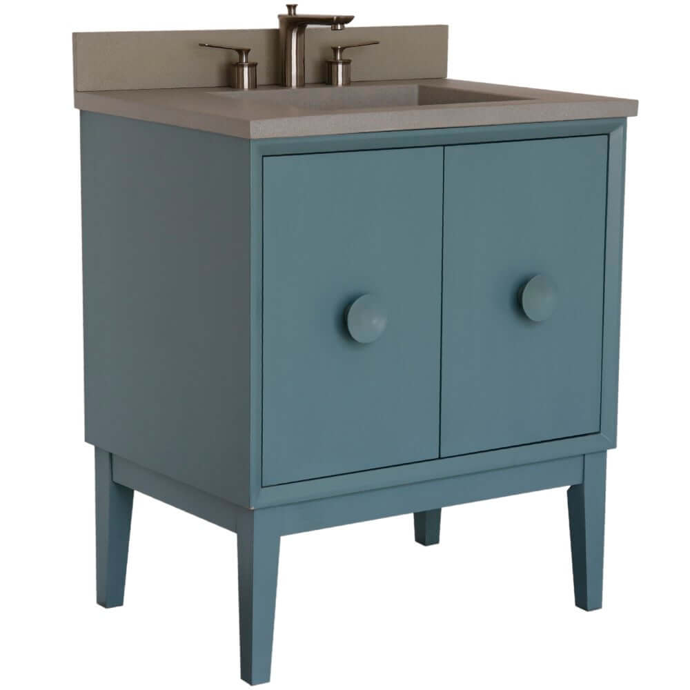 31" Single Vanity in Aqua Blue Finish with Gray Concrete Top and Rectangle Sink - 400400-AB-CTDG