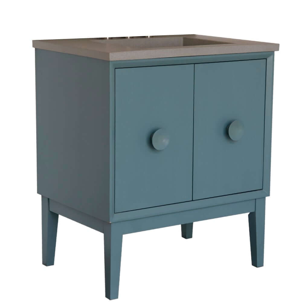 31" Single Vanity in Aqua Blue Finish with Gray Concrete Top and Rectangle Sink - 400400-AB-CTDG