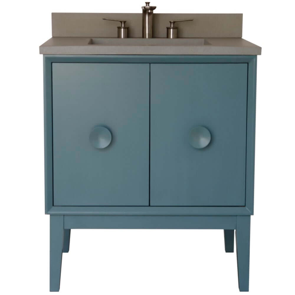 31" Single Vanity in Aqua Blue Finish with Gray Concrete Top and Rectangle Sink - 400400-AB-CTDG