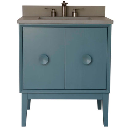 31" Single Vanity in Aqua Blue Finish with Gray Concrete Top and Rectangle Sink - 400400-AB-CTDG