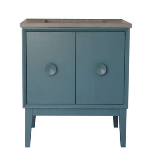 31" Single Vanity in Aqua Blue Finish with Gray Concrete Top and Rectangle Sink - 400400-AB-CTDG