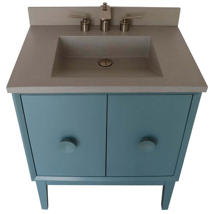 31" Single Vanity in Aqua Blue Finish with Gray Concrete Top and Rectangle Sink - 400400-AB-CTDG