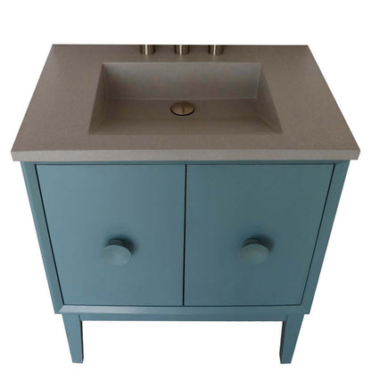 31" Single Vanity in Aqua Blue Finish with Gray Concrete Top and Rectangle Sink - 400400-AB-CTDG