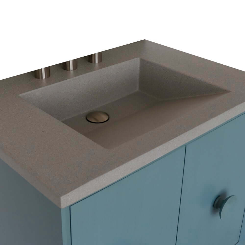 31" Single Vanity in Aqua Blue Finish with Gray Concrete Top and Rectangle Sink - 400400-AB-CTDG