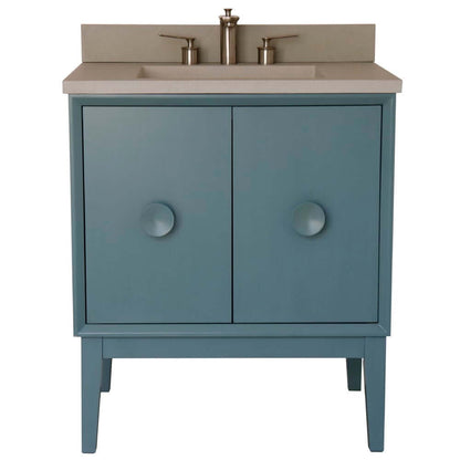 31" Single Vanity in Aqua Blue Finish with Gray Concrete Top and Rectangle Sink - 400400-AB-CTWH