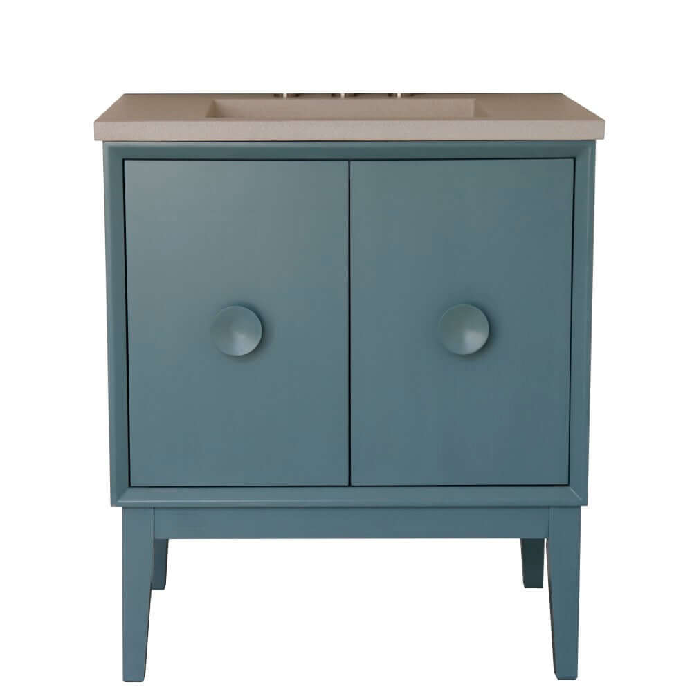 31" Single Vanity in Aqua Blue Finish with Gray Concrete Top and Rectangle Sink - 400400-AB-CTWH