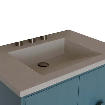 31" Single Vanity in Aqua Blue Finish with Gray Concrete Top and Rectangle Sink - 400400-AB-CTWH