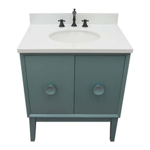 Load image into Gallery viewer, 31&quot; Single vanity in Aqua Blue finish with White Quartz top and oval sink - 400400-AB-WEO