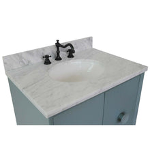Load image into Gallery viewer, 31&quot; Single vanity in Aqua Blue finish with White Carrara top and oval sink - 400400-AB-WMO