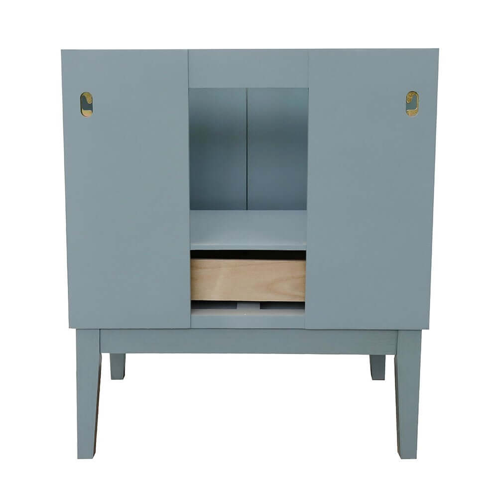 31" Single vanity in Aqua Blue finish with White Carrara top and oval sink - 400400-AB-WMO